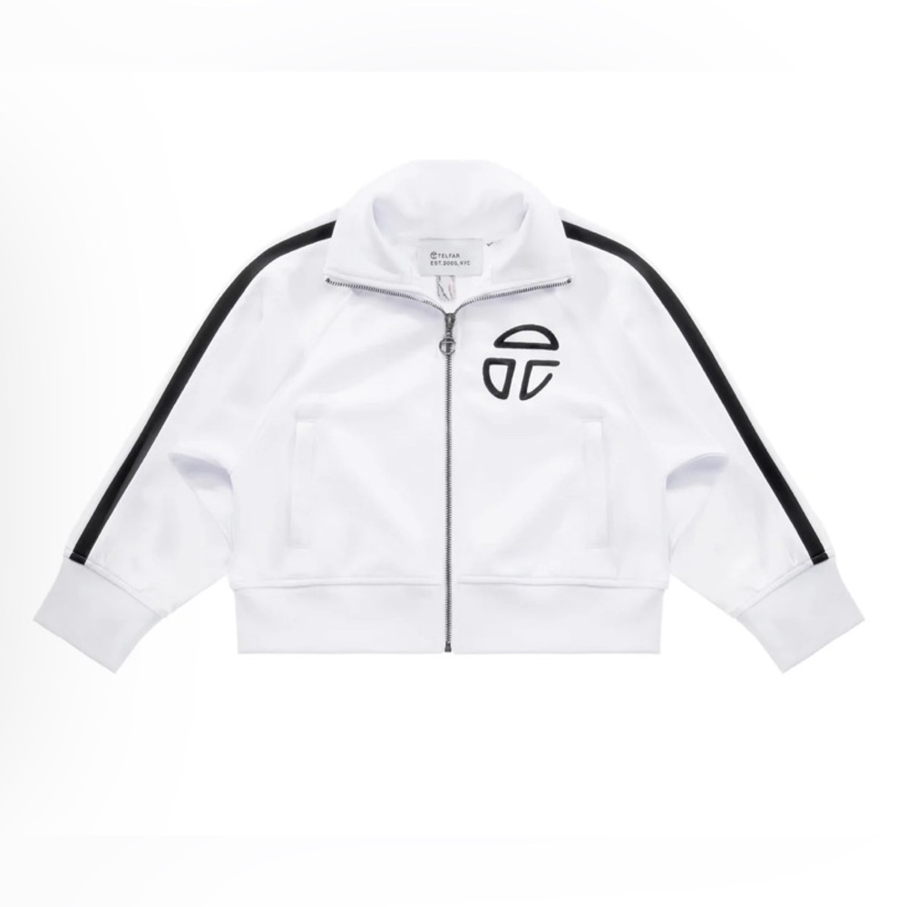 Telfar Cropped Track Jacket in White, size XS